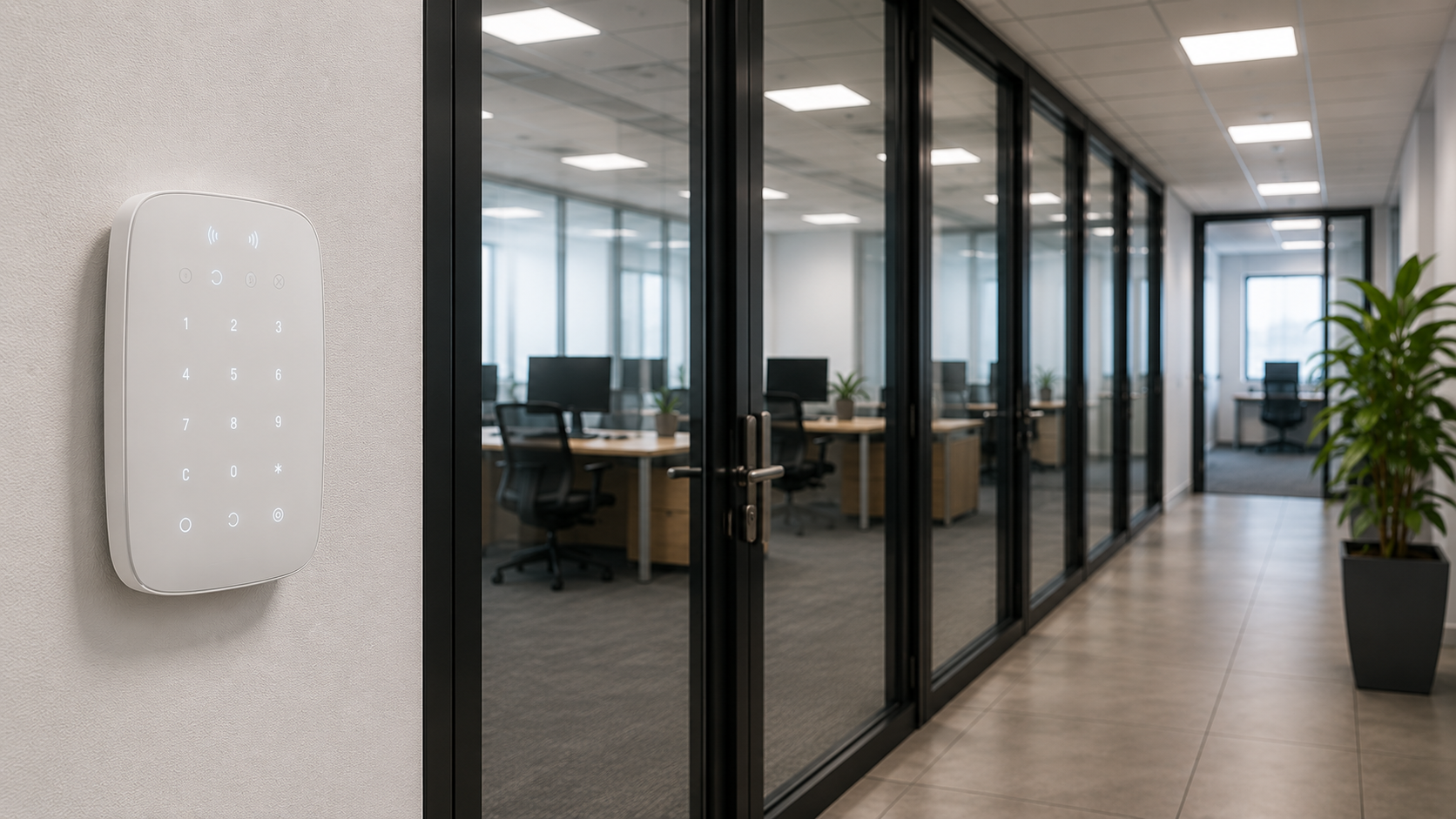 Contrôle d'accès installé dans des bureaux
