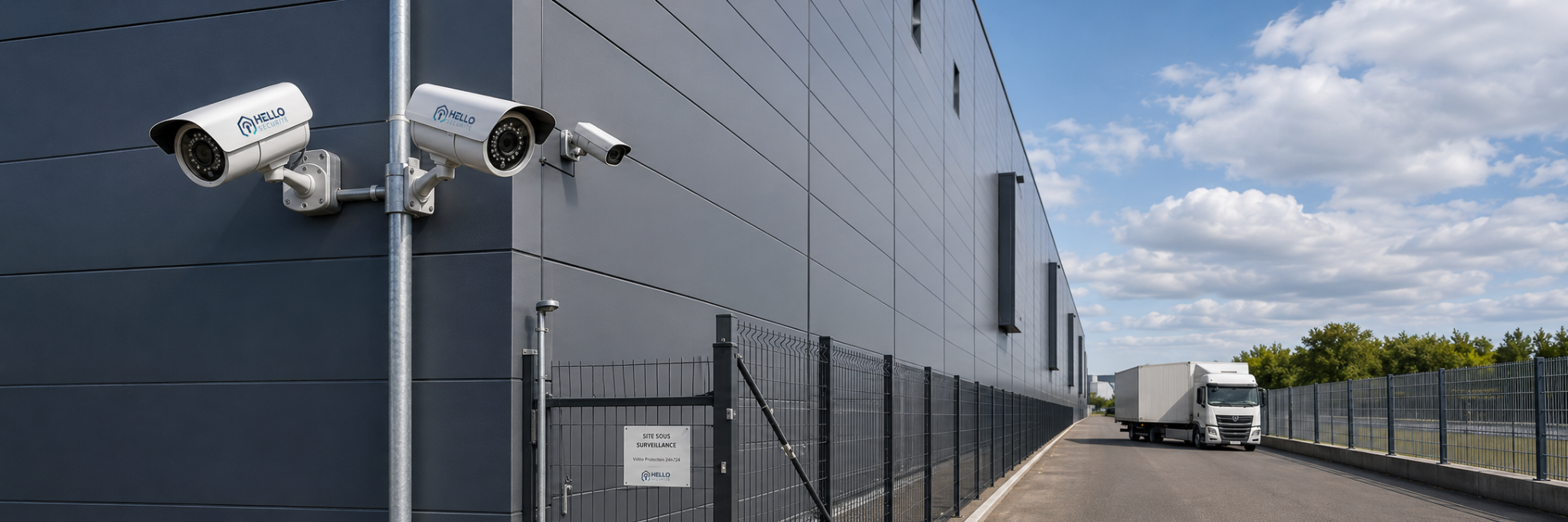 Caméras de sécurité installées sur un site industriel